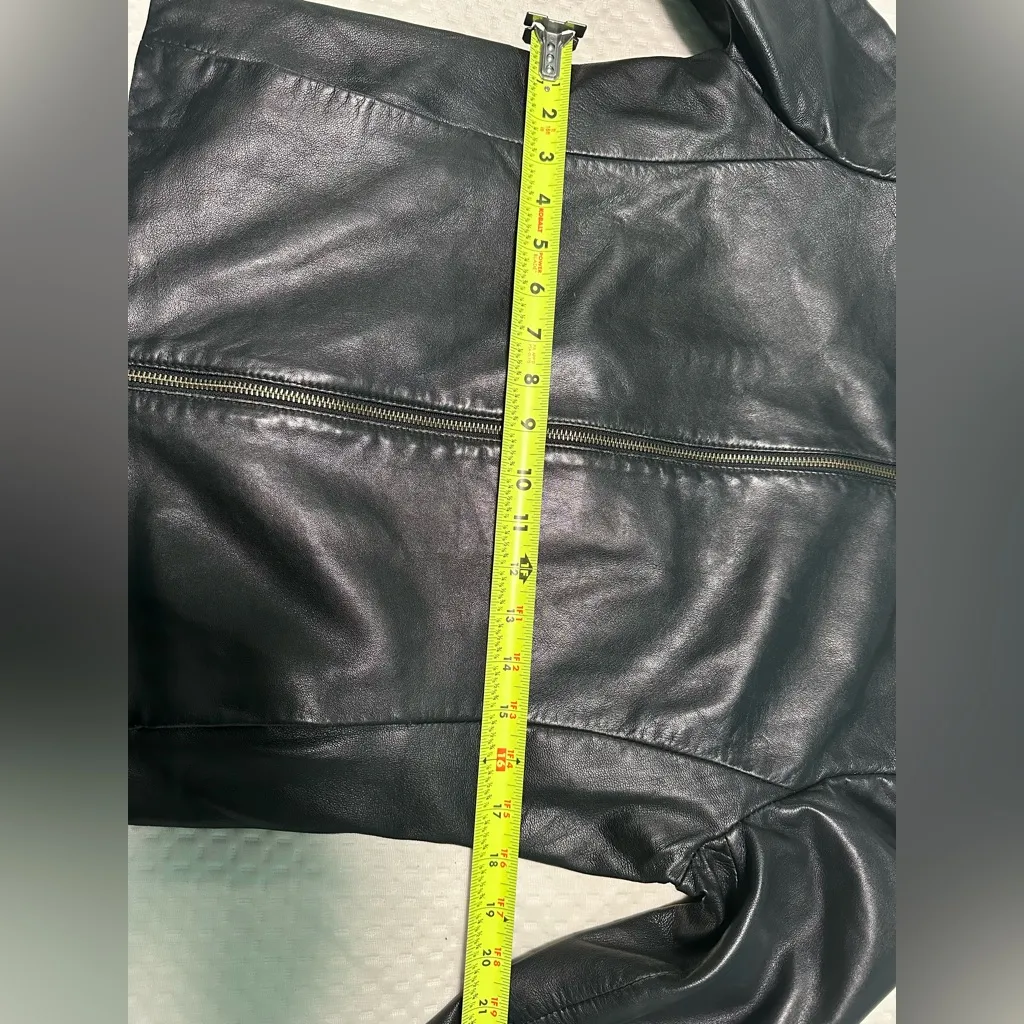 CiTY DKNY Black Leather women Jacket size 6 - Image 5