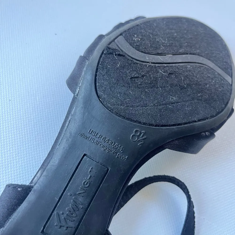 Fioni Nights Satin Kitten Heel Sandals Womens Size 8.5 Strappy Y2K Glam Cocktail Black - Image 15