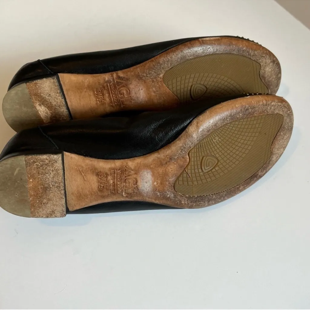 AGL Attilio Giusti Leombruni Flats Black Leather
Studded Women's 37.5 US 7.5 Size undefined - Image 7