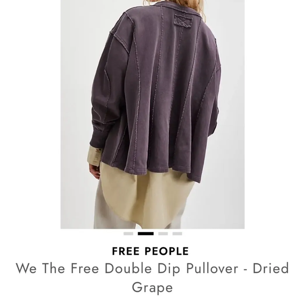 Free People Washed Dried Grape Double Dip Oversized Sweatshirt Small nwt - Image 2