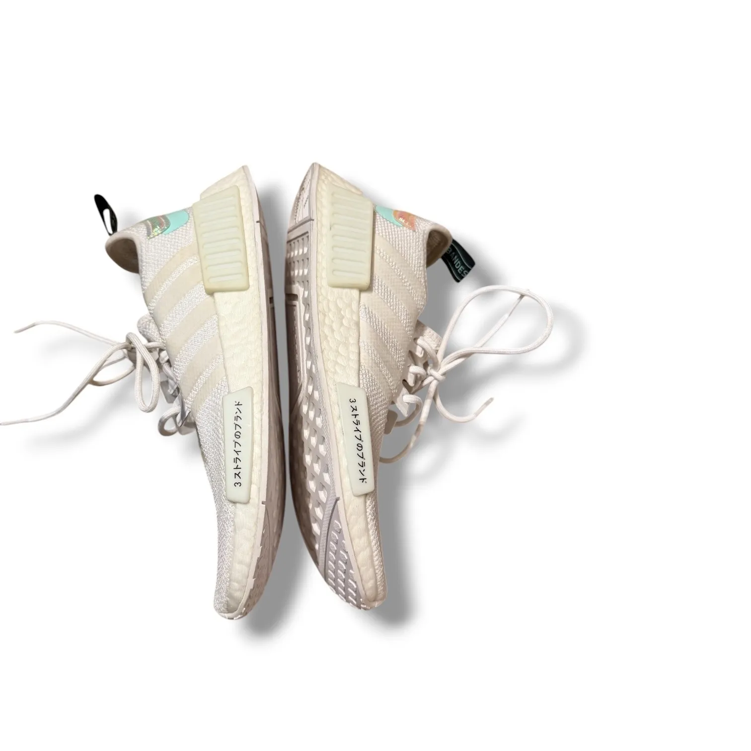 Adidas NMD R1 Sneakers Women's 8.5 White‎ Mint Iridescent Boost Lace-Up Casual - Image 3