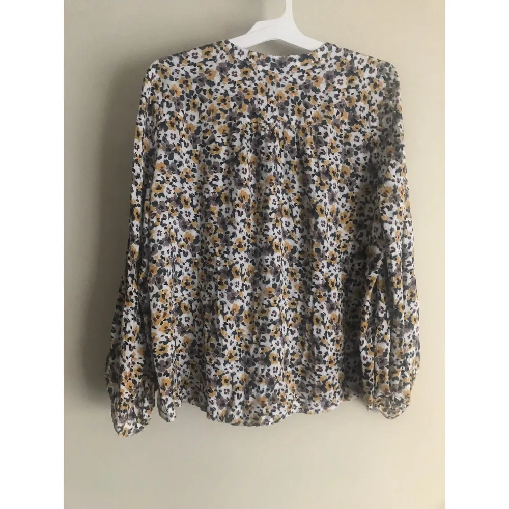LOFT Floral Print V-Neck Blouse - Image 2