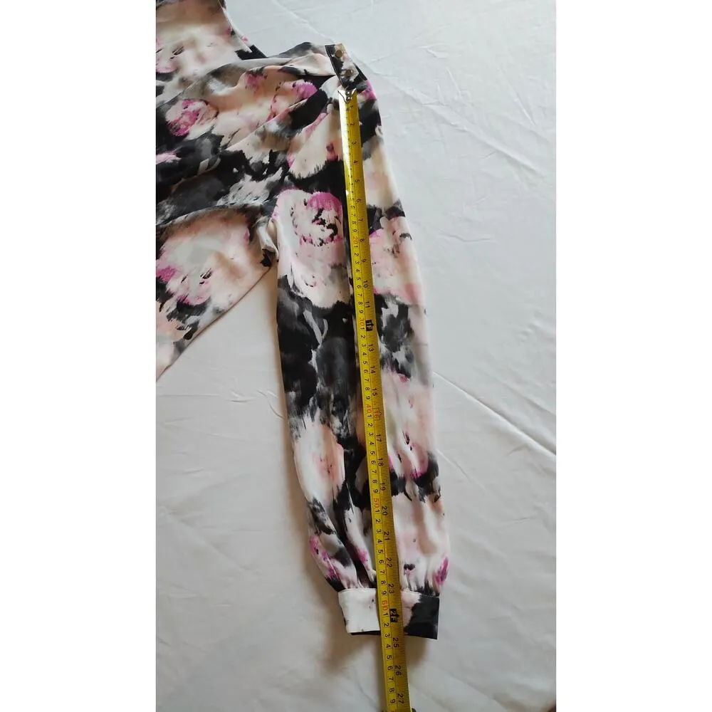 LIZ Claiborne Women’s Sz 1X Floral Sheer Pleated Long Sleeve Blouse - Image 10