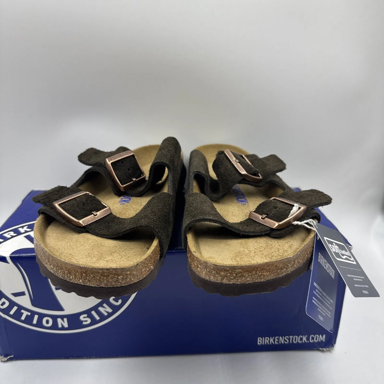 Birkenstock Arizona Mocca Brown Soft Footbed Suede Leather Women Sandals Size 8 - Image 2