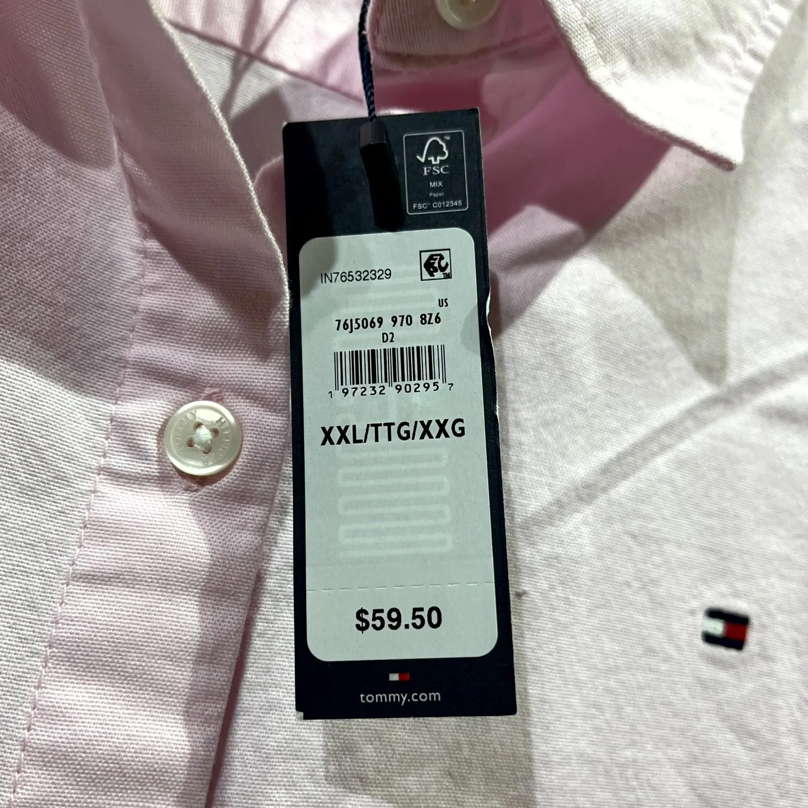 Tommy Hilfiger Shirt Womens 2XL Pink Cotton Embroidered Logo Casual Button Up - Image 5