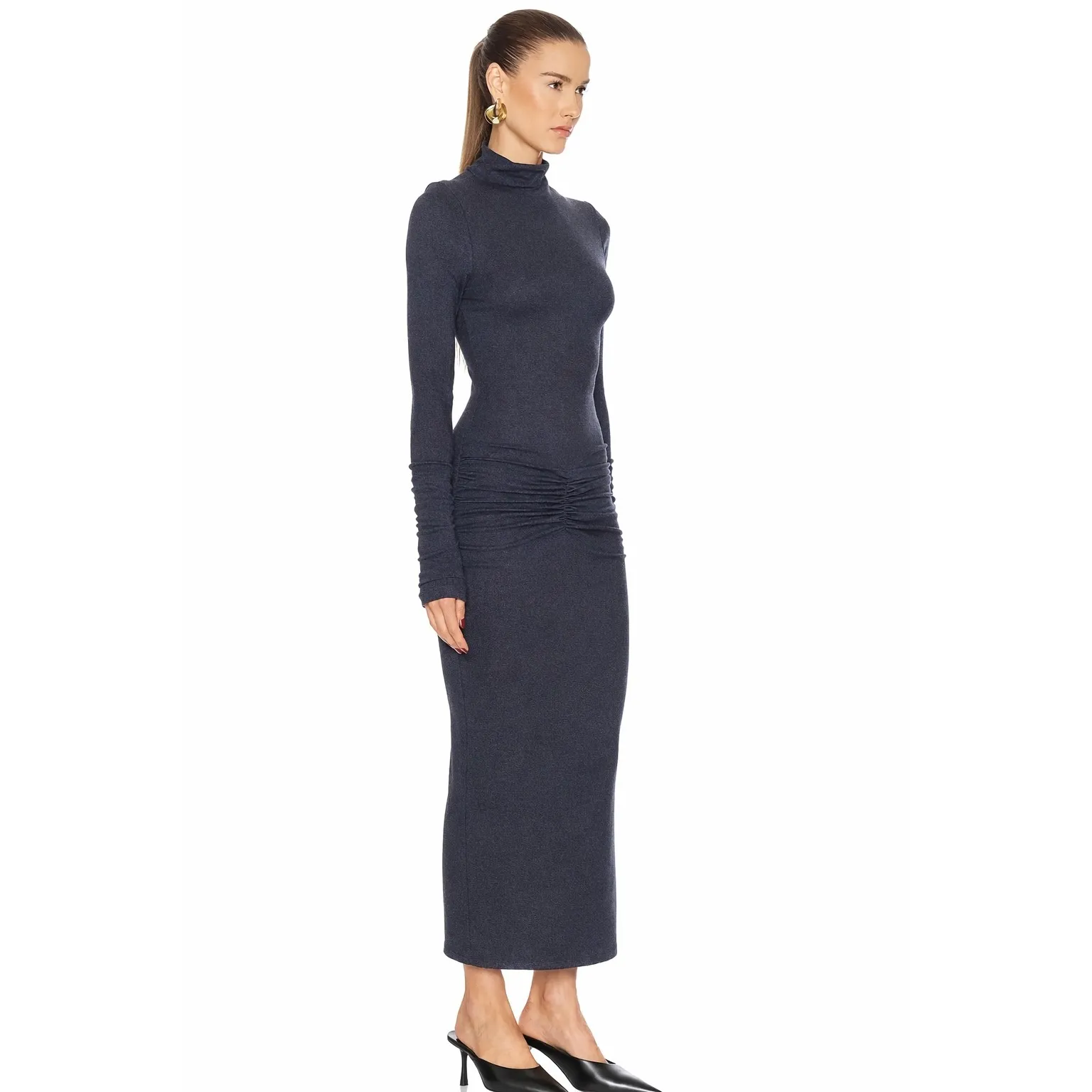 SER.O.YA Fina Tea Length Dress – Charcoal Blue Small New - Image 2