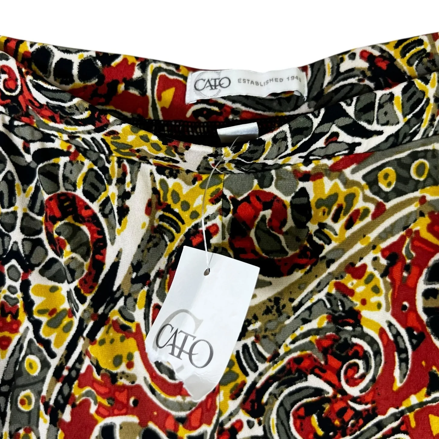 NWT Cato Paisley Flare Pants Womens S Red Multicolor Boho 70s Stretch Festival - Image 7