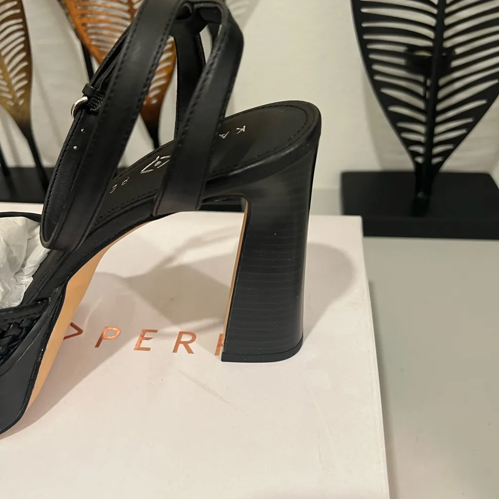 Katy Perry Black Strappy Woven Heels size 9 - Image 3