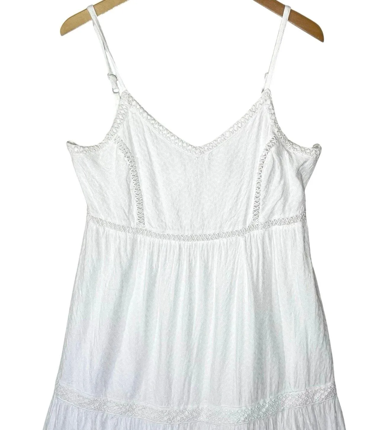 JOIE Women’s Boho White Lace Trim Spaghetti Strap Maxi Dress Large - Image 2