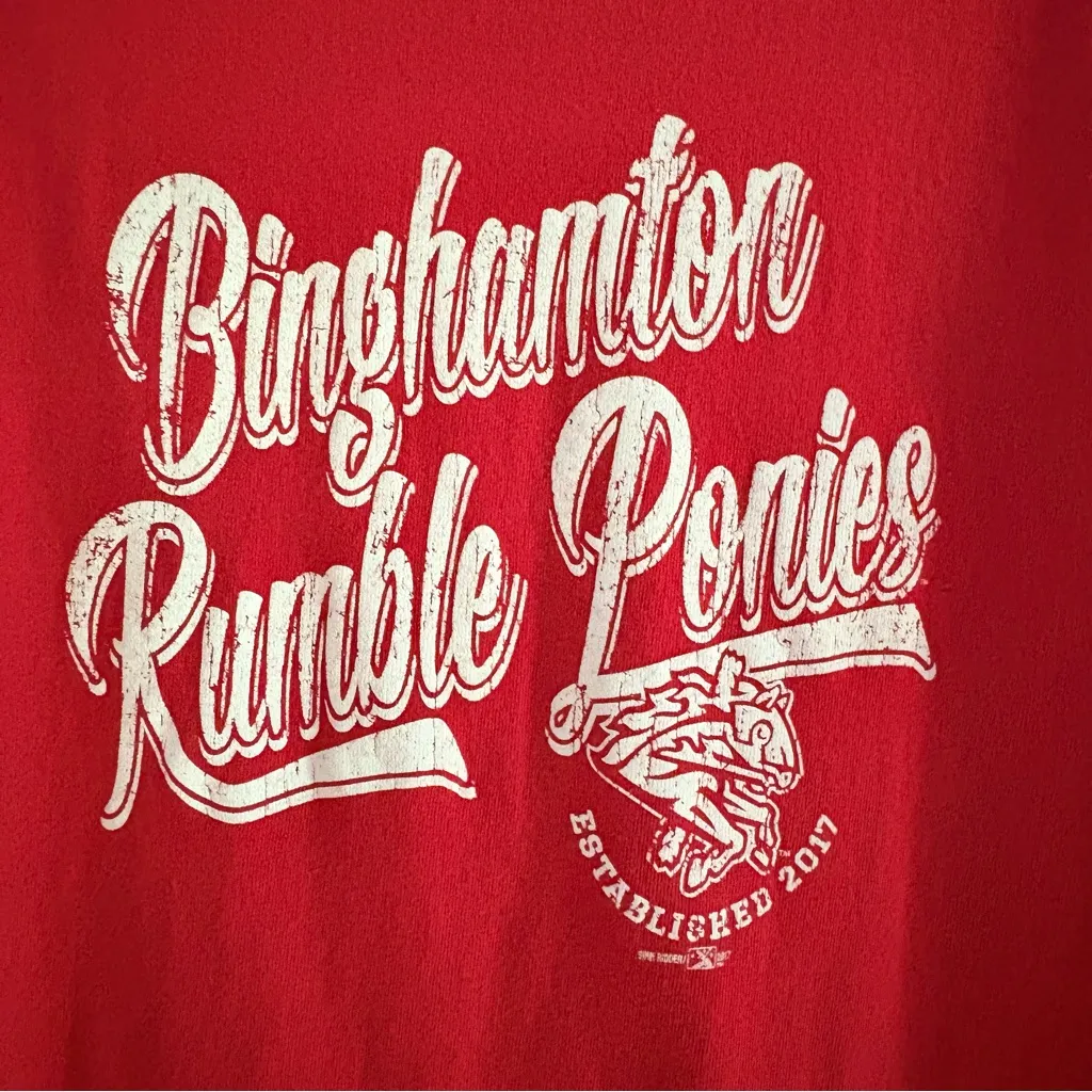 Binghamton Rumble Ponies MiLB Baseball T-Shirt Ladies S Established 2017 - Image 3