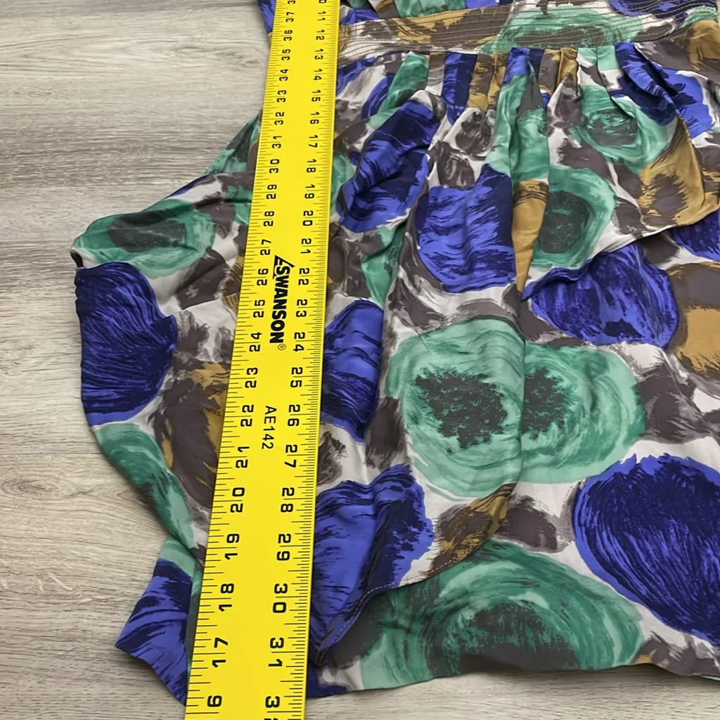 BCBGMaxAzria Multicolor 100% Silk Floral Faux Wrap Sleeveless Mini Dress Size 2 - Image 13