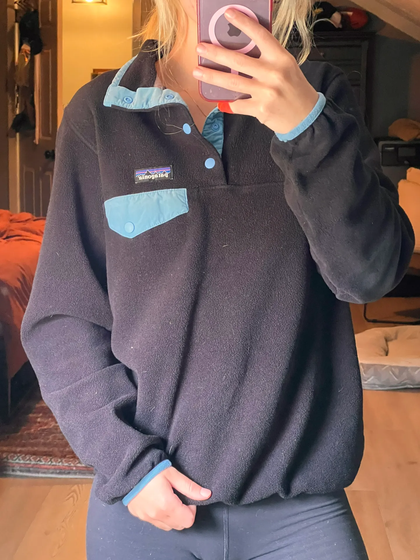 Patagonia Synchilla Baby Blue & Black Pullover - Image 7