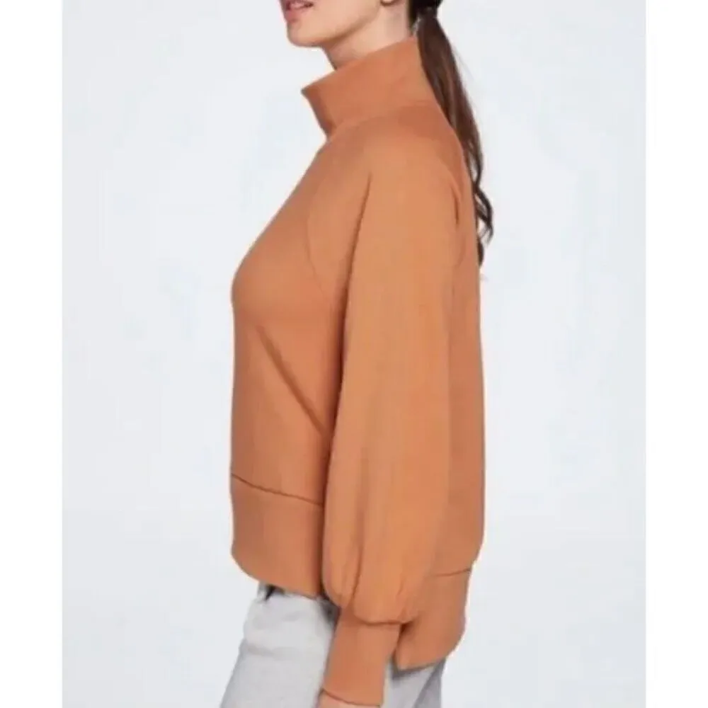 CALIA By Carrie Underwood French Terry Mock Neck Pullover Tan Size M - Image 3
