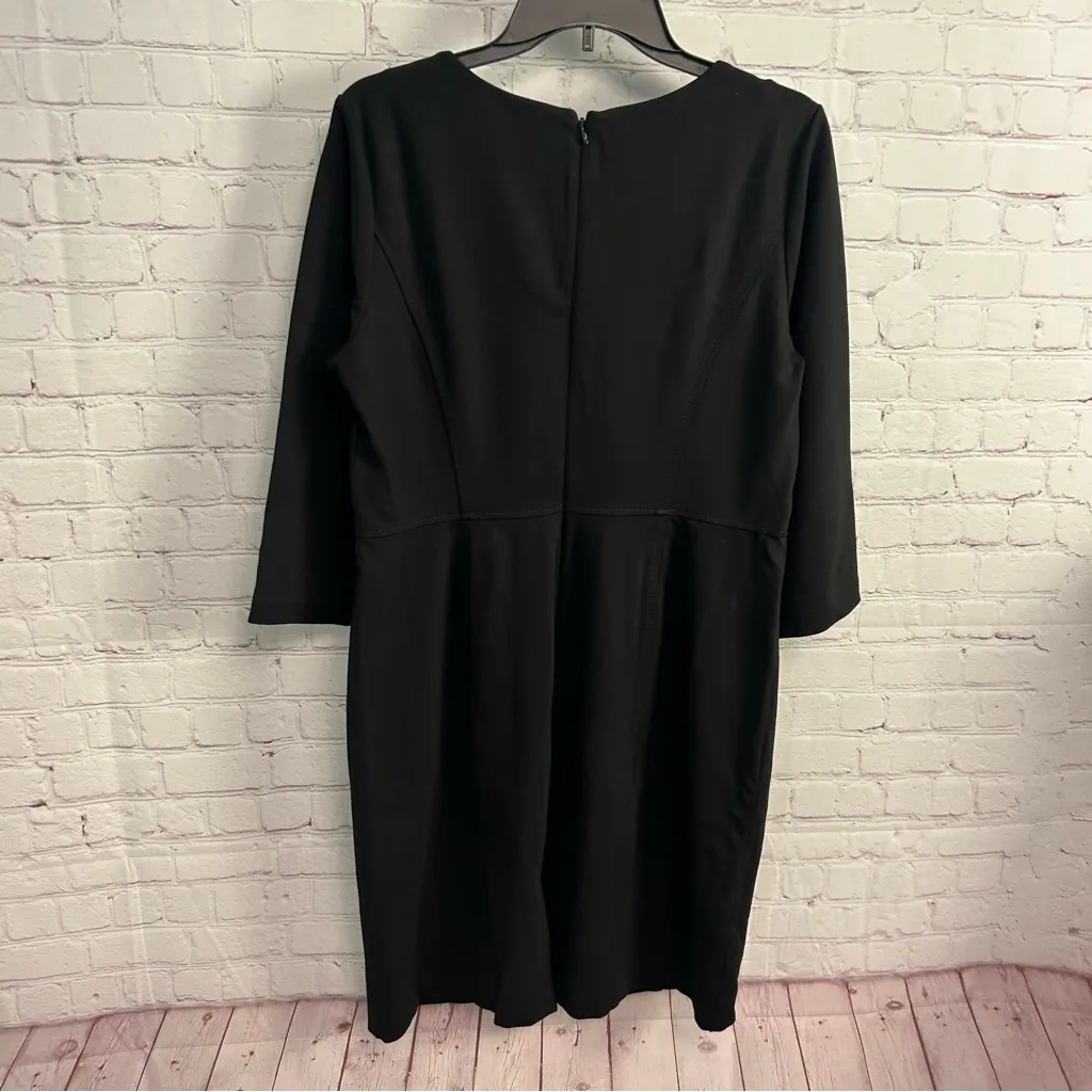 Talbots Petites black ponte knit pleated capsule midi dress capsule dressy chic - Image 2