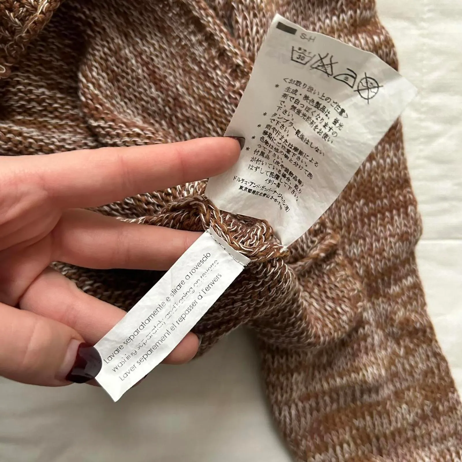 90s designer chunky knit brown marl sweater with tiny pocket Size 36 Size M - Image 4