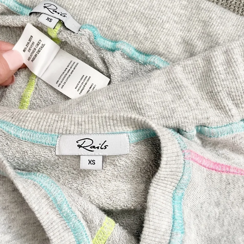 RAILS Theo Top & Devon Bottom Neon Heather Gray Sweat Set XS - Image 6