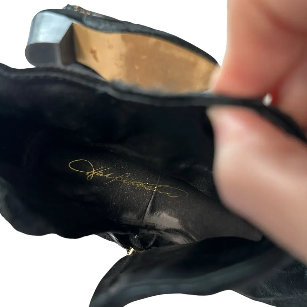 HAL RUBENSTEIN Black Cowhide Booties Size 8.5 Western Casual Leather Heels - Image 7