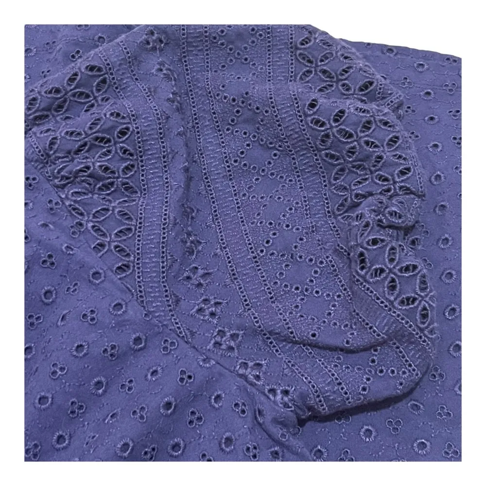 New Apricot Rose Puff Sleeve Eyelet Dress in Navy Size Large - Image 5