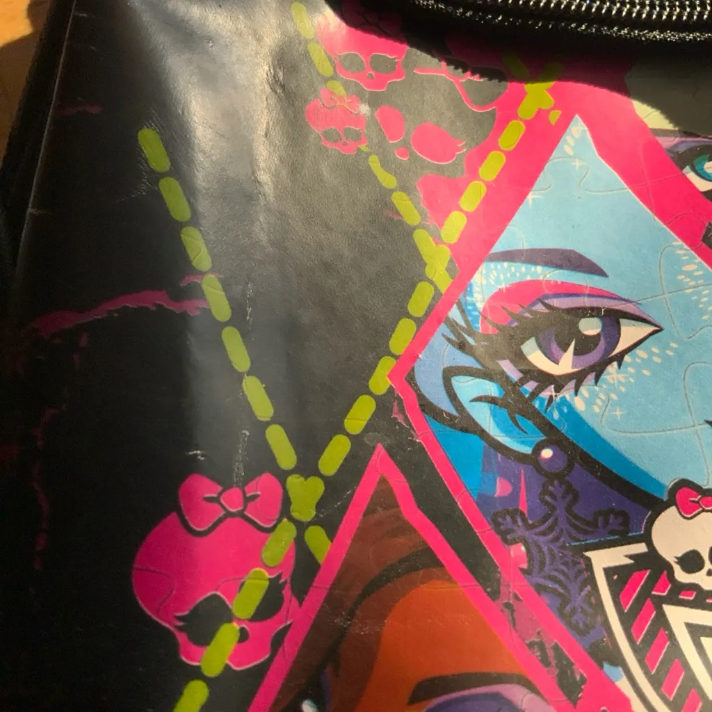 Monster High Puzzle Bag with canvas strap zippered closure NO PUZZLES Black - Image 5