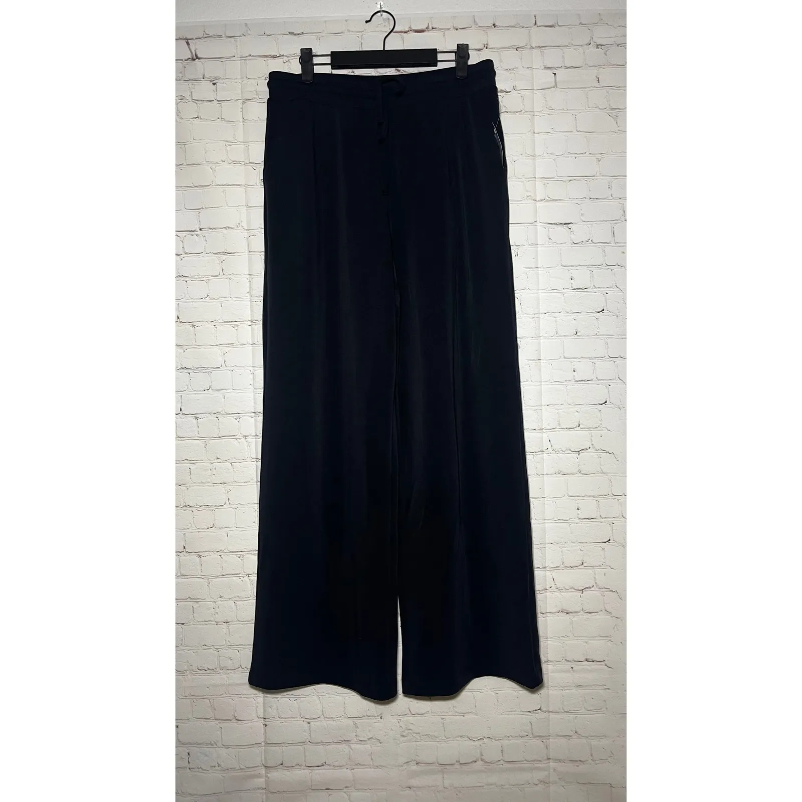 NWT Lands End Black Wide Leg Drawstring Waist Lounge Dress Pants Women's Size M - Image 5