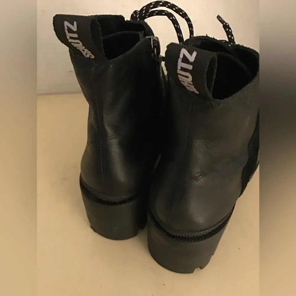 Schutz women black leather combat platform boots US 6.5 - Image 11