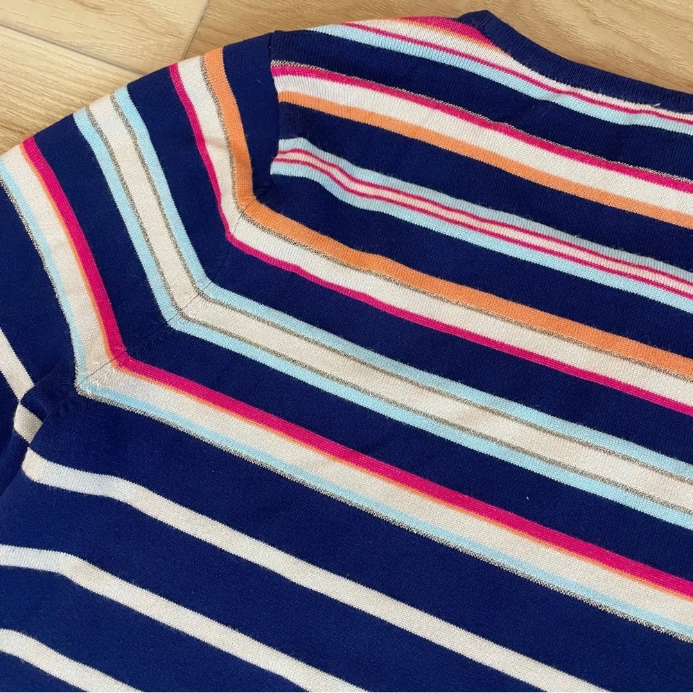 Chico’s Multi-Colored Striped Button-Sleeve Pullover Sweater  Size 1P W/Gold - Image 6