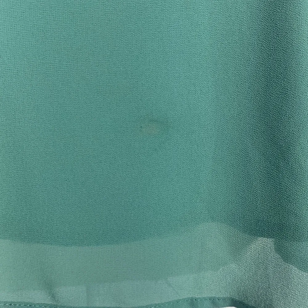 Chiffon Pleated Back Sage Green Studded Sleeveless Blouse Tank Small - Image 11