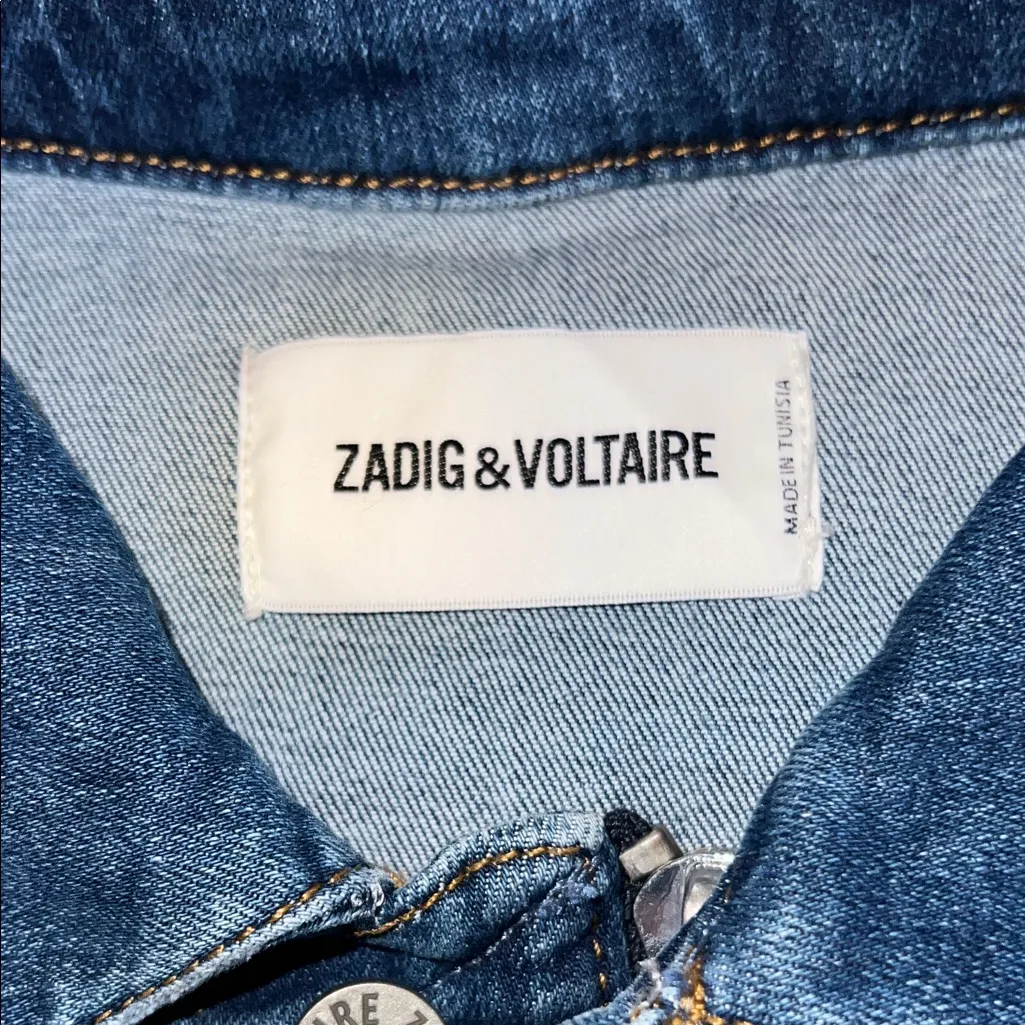 Zadig & Voltaire “Kase Heart” Denim Jacket Medium Blue Size M NWOT - Image 7