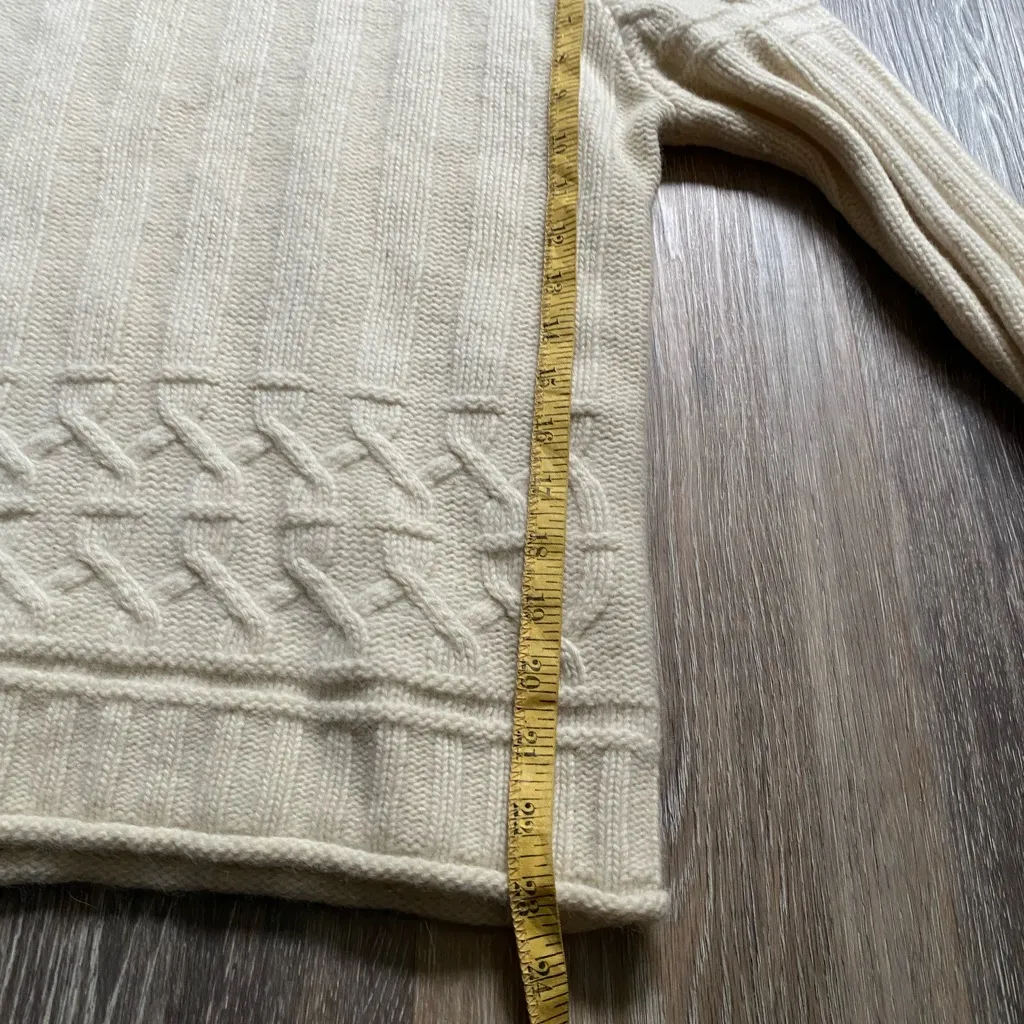 Vintage Wool Chunky Cable Knit Cream Mockneck Sweater Medium Fisherman Cozy Warm - Image 6