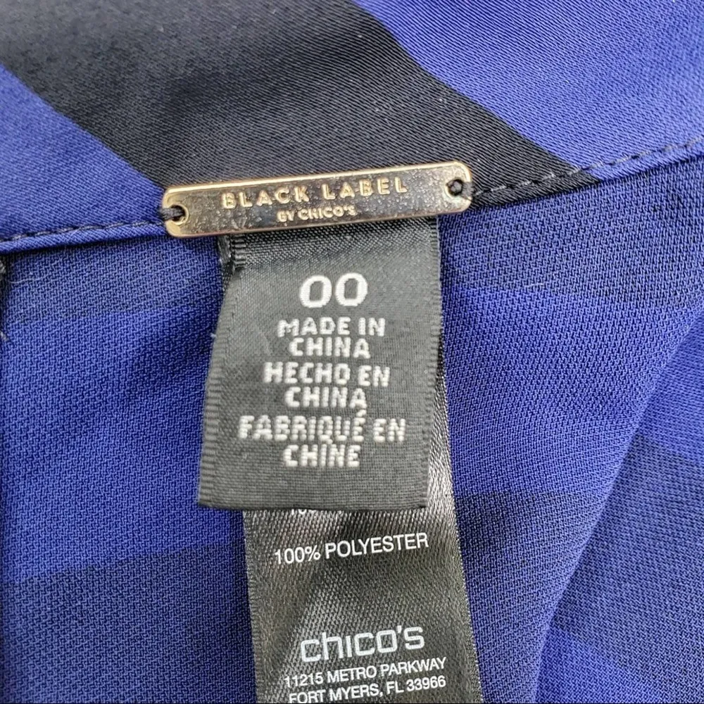 Black Label by Chico's Full Back Zip Blouse Size Women's 2 - Image 11