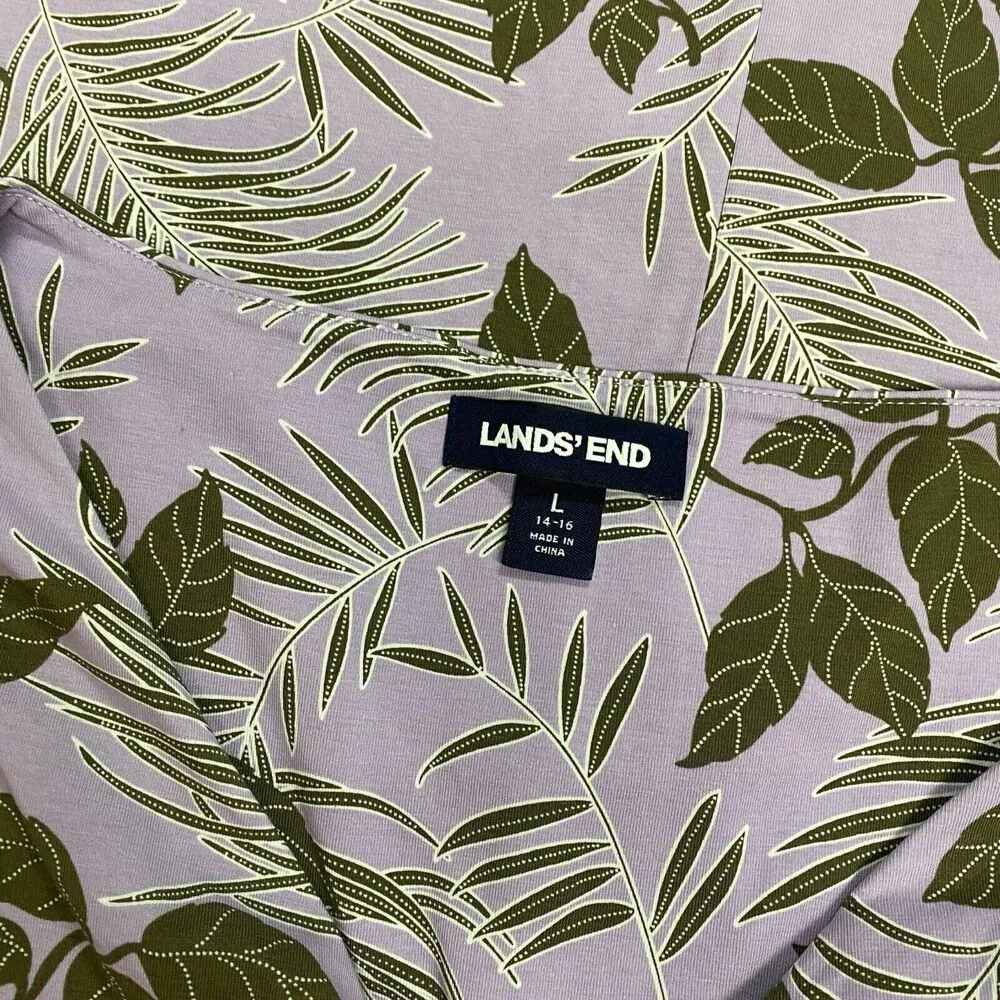 Lands End Womens Dress size Large 14-16 Sleeveless Faux Wrap Dress Purple Floral - Image 12