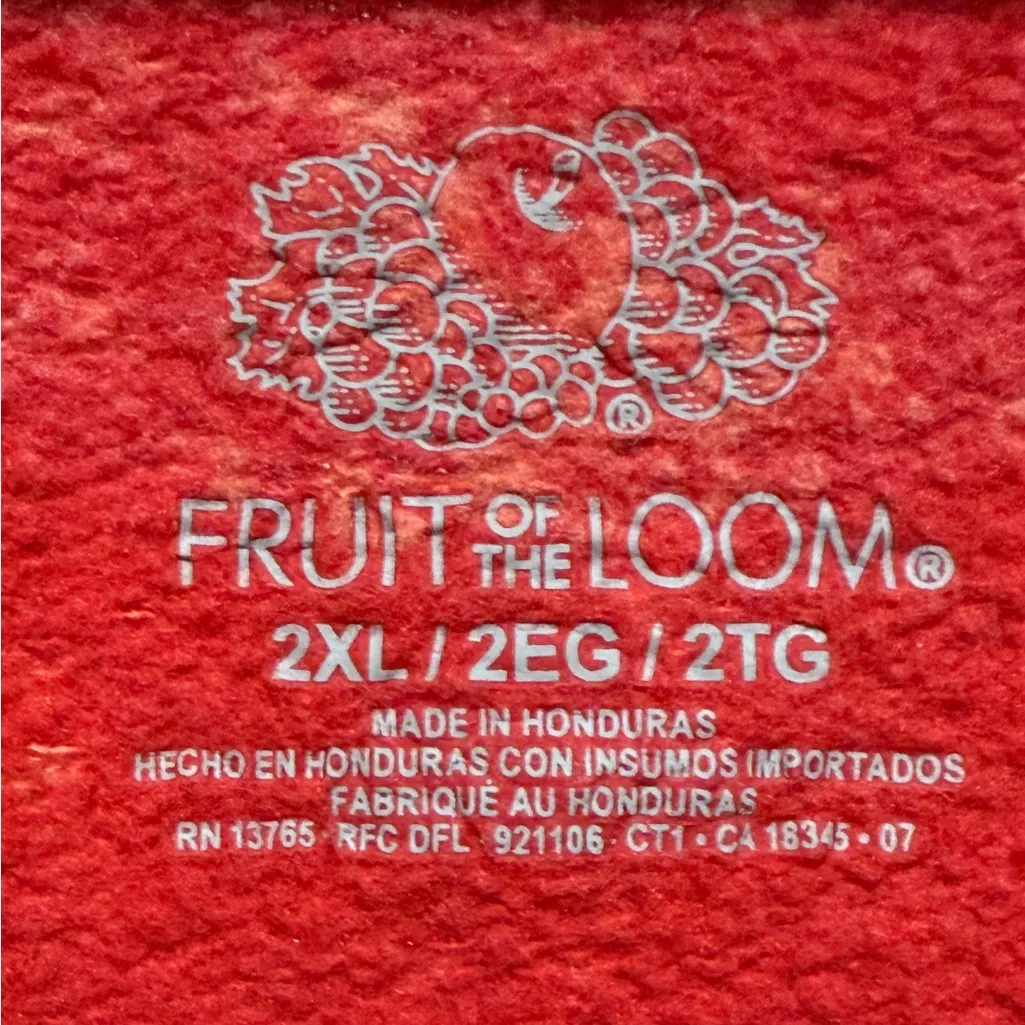 Vintage Fruit of the Loom Crewneck Sweatshirt Red Coral Acid Wash sz 2XL - Image 3