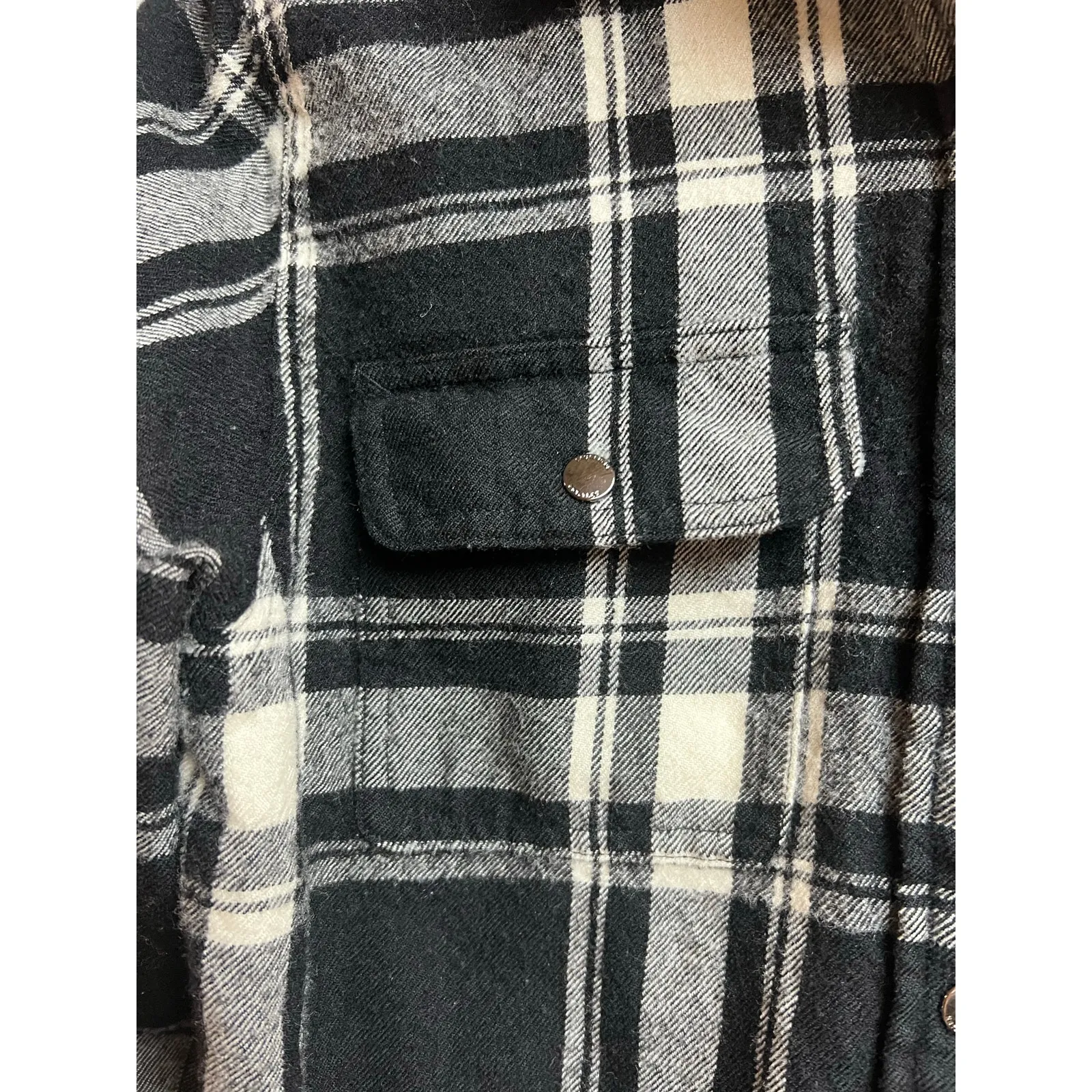 Lauren Ralph Lauren Black Plaid Button-Down Shirt Jacket Wool Small - Image 7