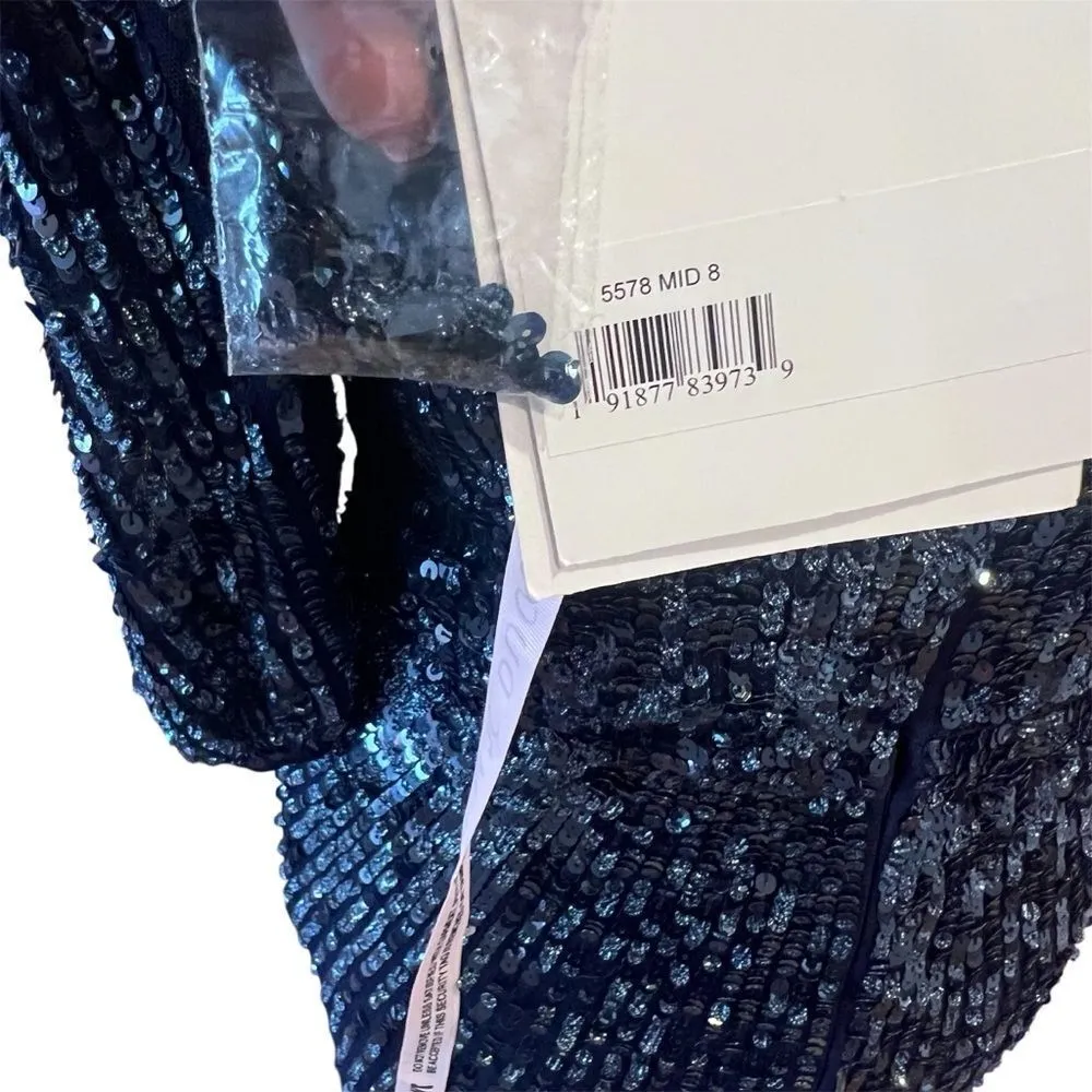 NWT‎ Mac Duggal Midnight sequin midi dress style 5578 size 8 women's - Image 5