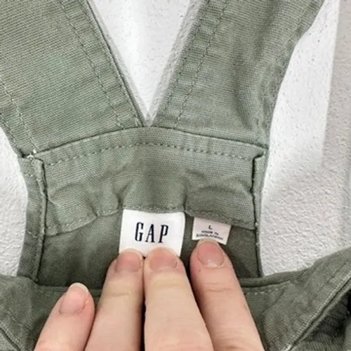 GAP Women's Size Large Olive Green Utility Overalls Jumpsuit Bib Wide Leg Pants - Image 9