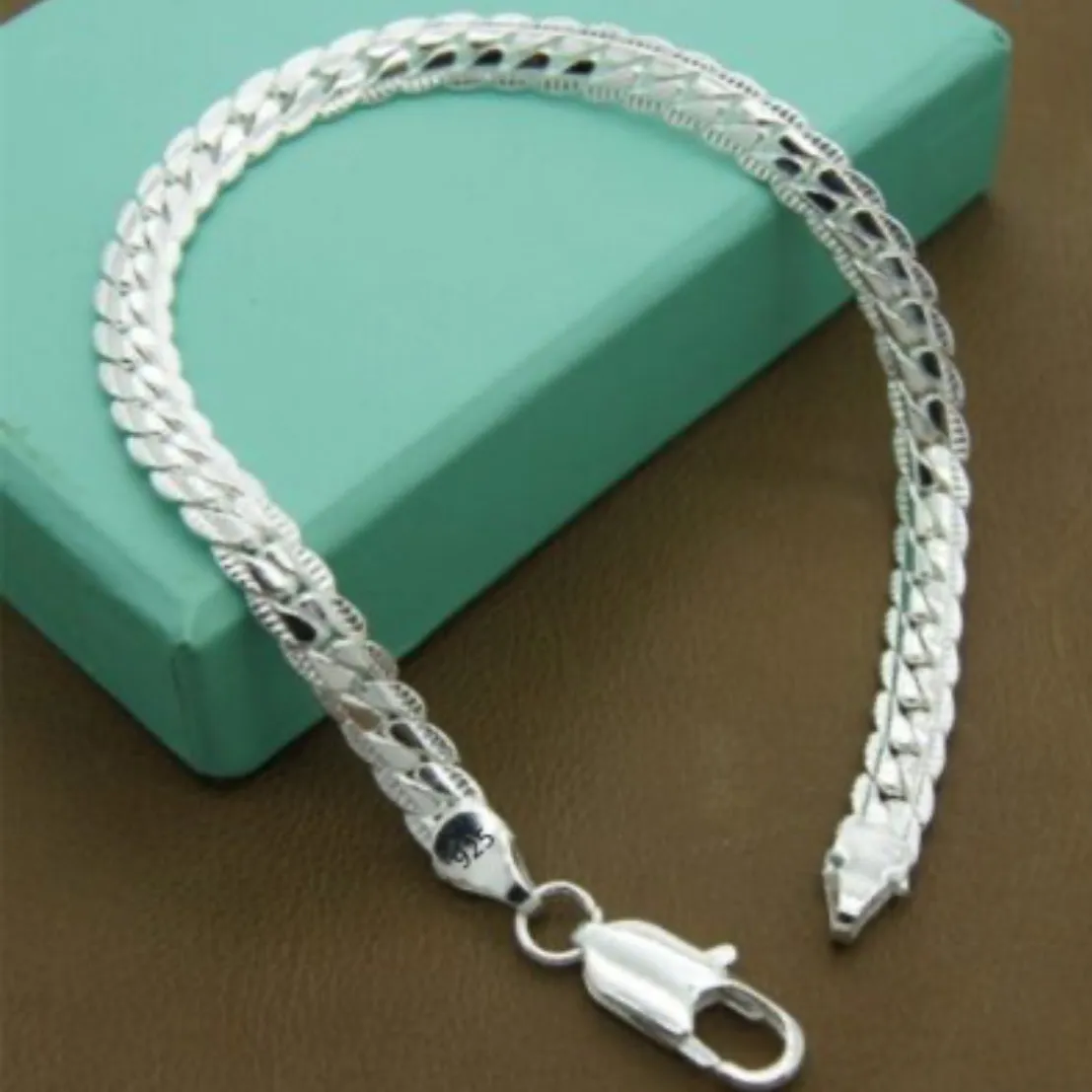 NEW 925 Sterling Silver Bracelet Herringbone Chain Link Jewelry,‎ 7” - Image 11