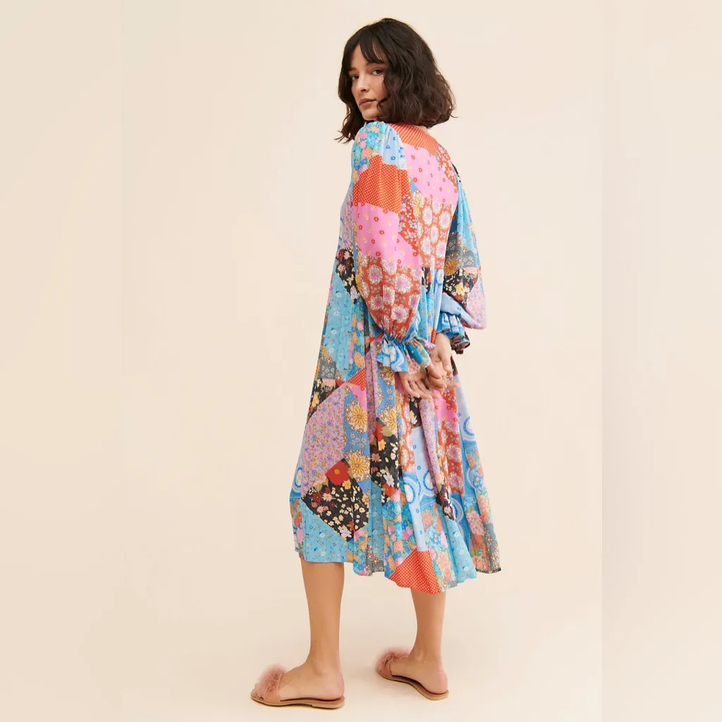 Spell Cha Cha Boho Midi Dress Sz L Blue Size L - Image 4