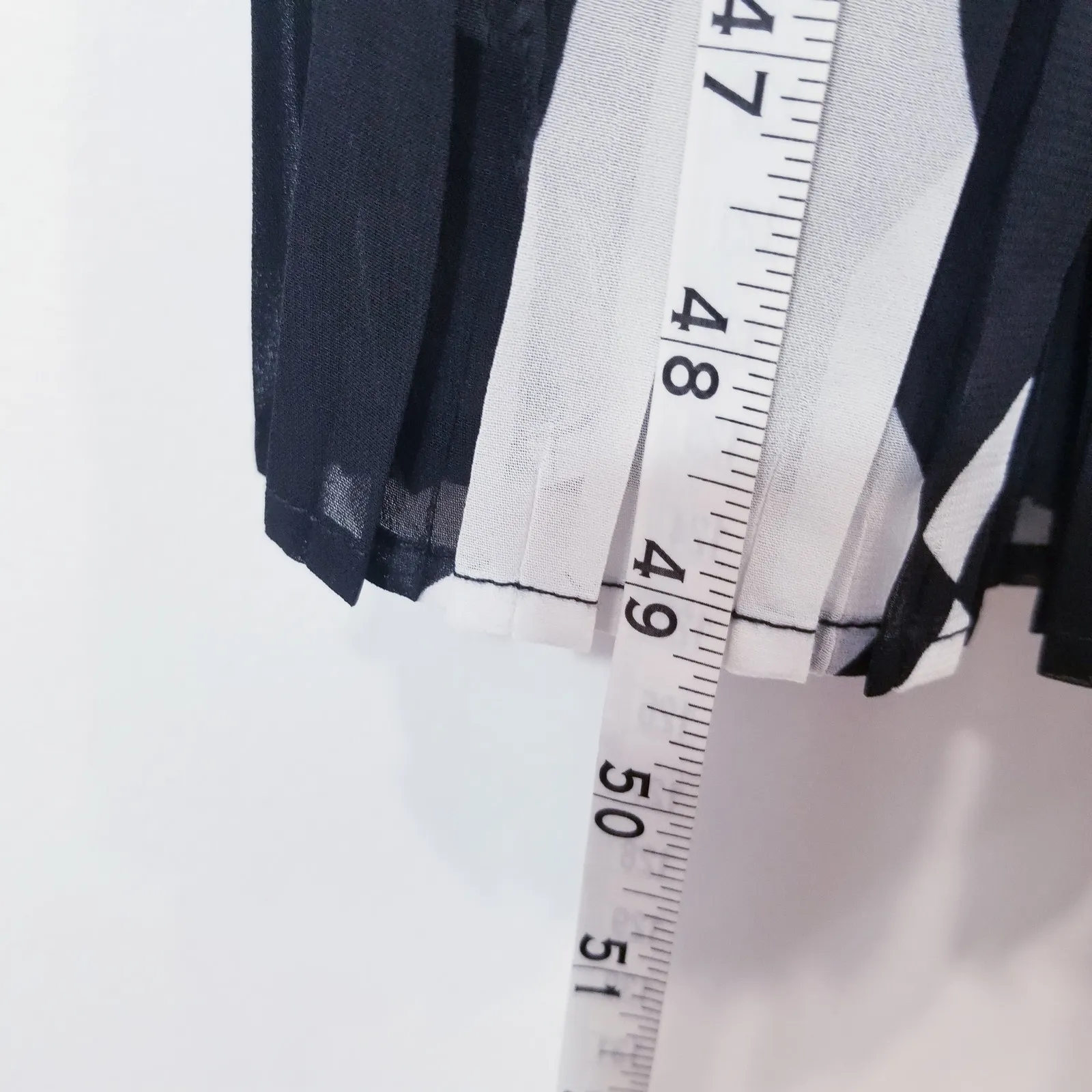 ForCynthia Black & White Pleated Geometric Print Maxi Dress Crew Neck - Image 8