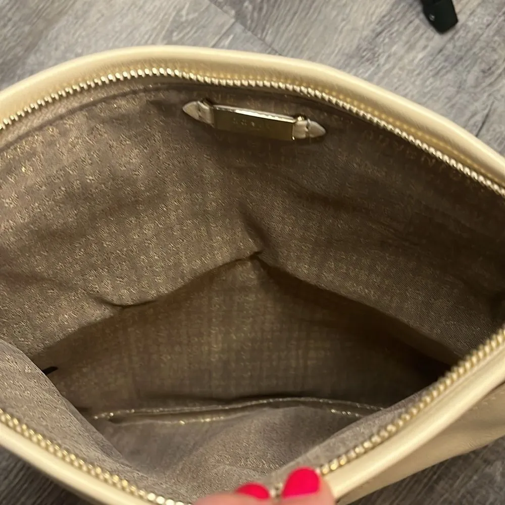 Stella & Dot COVET Waverly leather clutch to crossbody ivory gold purse ($299) - Image 14