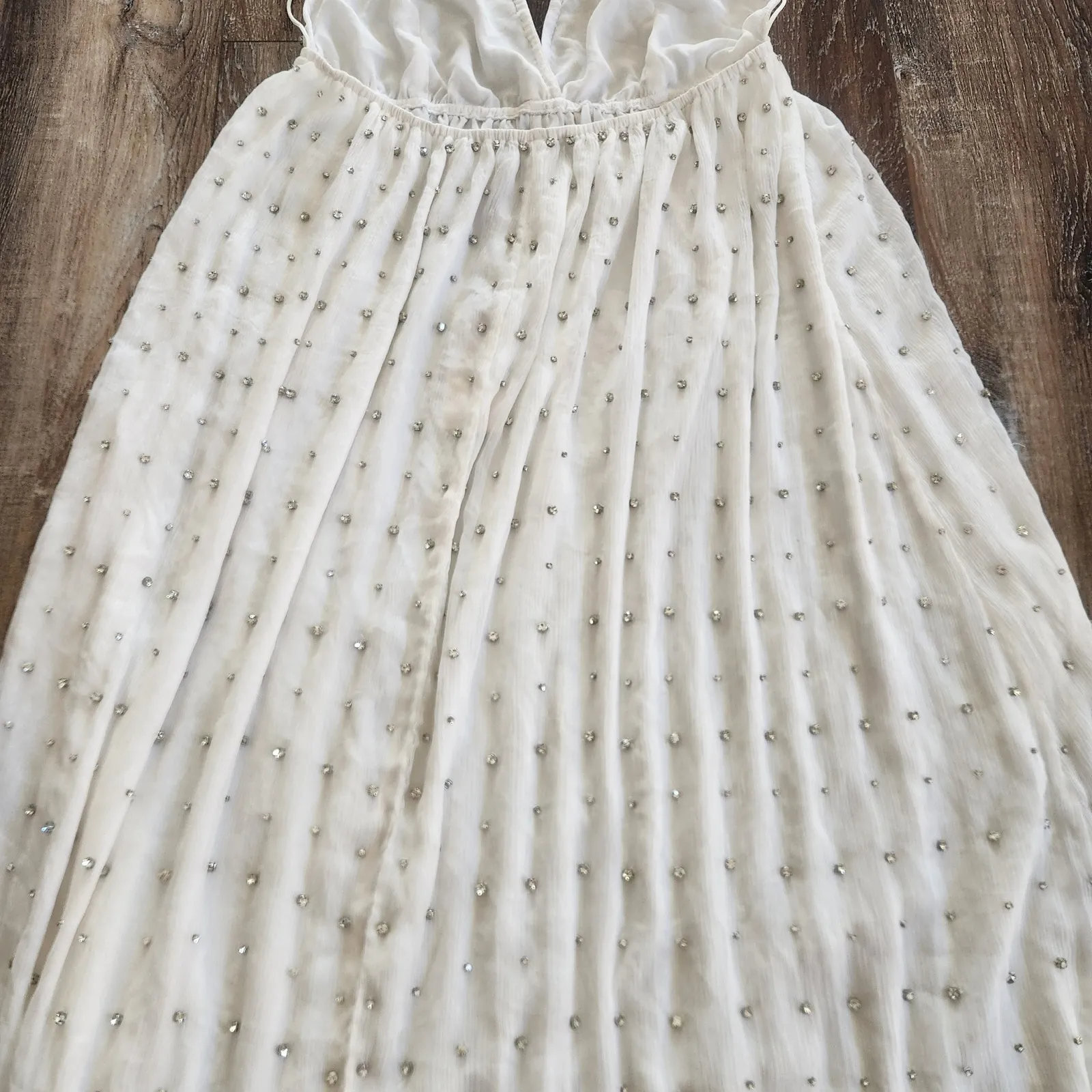 Retrofete Zadie Embellished Silk Chiffon Dress Sleeveless White Large NWT Maxi - Image 9