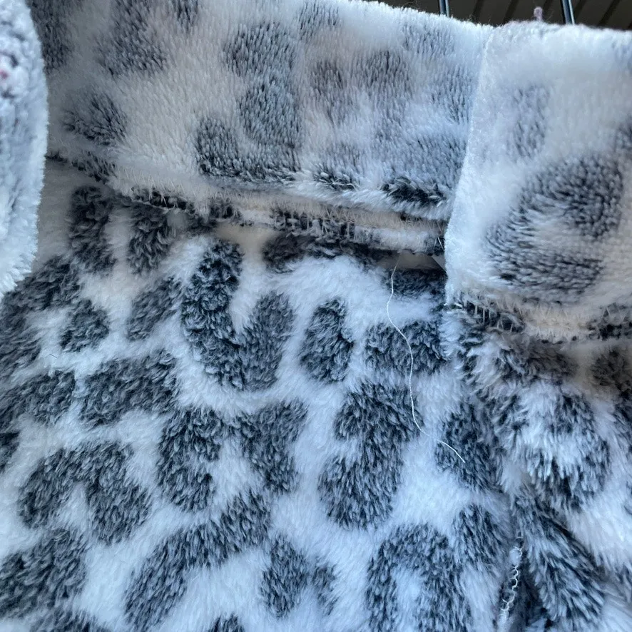 Wildfox Snow Leopard Cozy Jogger Pants Grey & White Athleisure Size XXL - Image 9