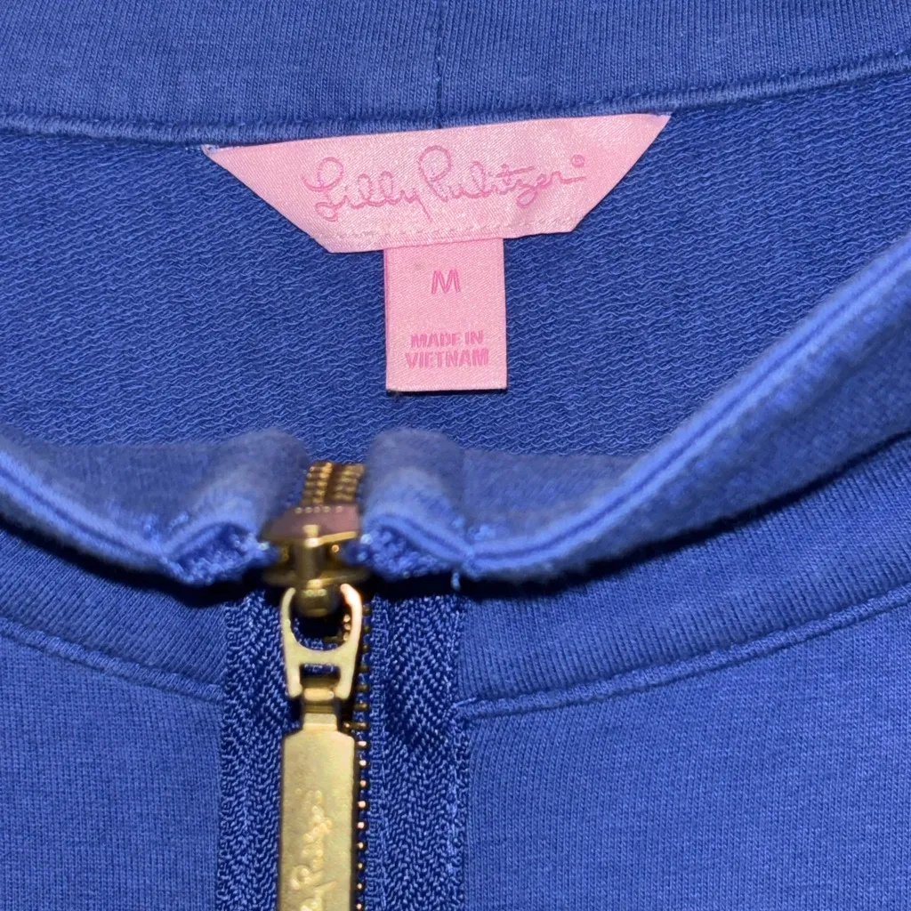 Lilly Pulitzer Blue Popover Sweater with Gold Sea Shell Accents - Image 2