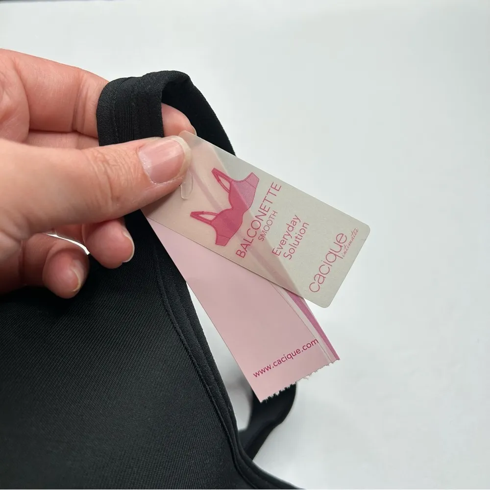 New Cacique black lined Balconette smooth Bra 40F Molded Cups - Image 4