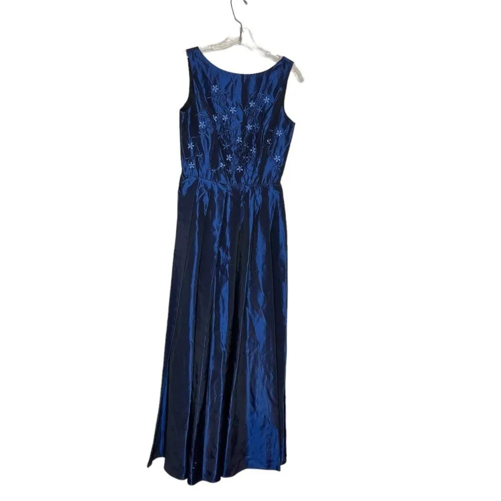 SCOTT McCLINTOCK Gown Long Maxi Dress Formal Embroidered Sleeveless Blue Size 6 - Image 4