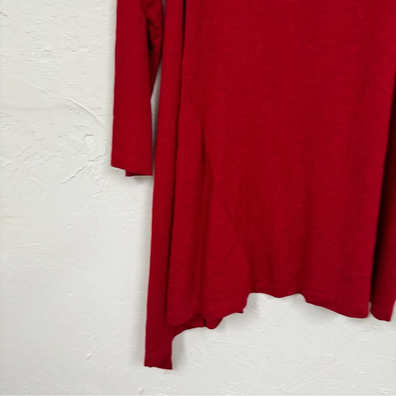 Bryn Walker Red Asymmetrical Hem Lagenlook Blouse Womens L Casual Long Sleeve - Image 3