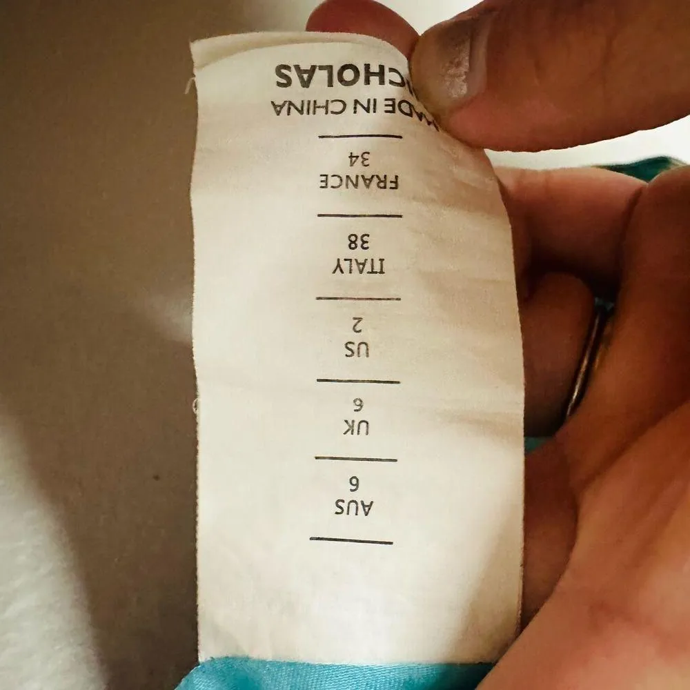 NICHOLAS Mint Blue Metallic Ruched Deep V - Image 11