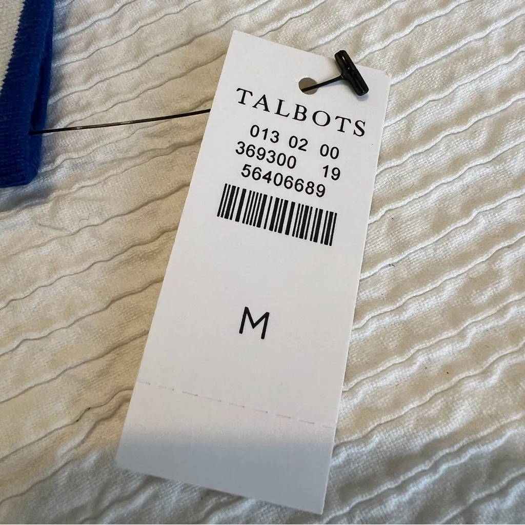 Talbots  blue white stripe mock neck long sleeve shirt medium - Image 11