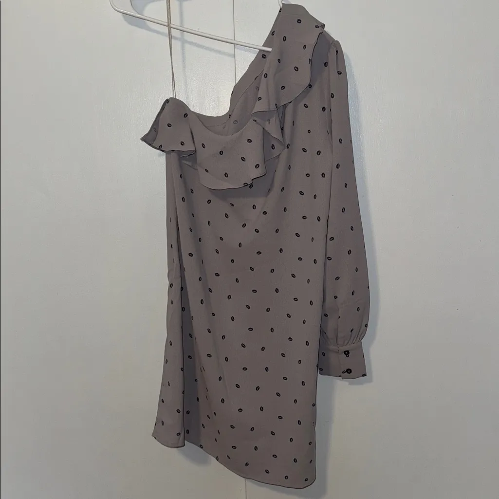 SUGARLIPS DRESS Off The Shoulder Mini Dress Ruffle Trim w Lips Print S Small - Image 5