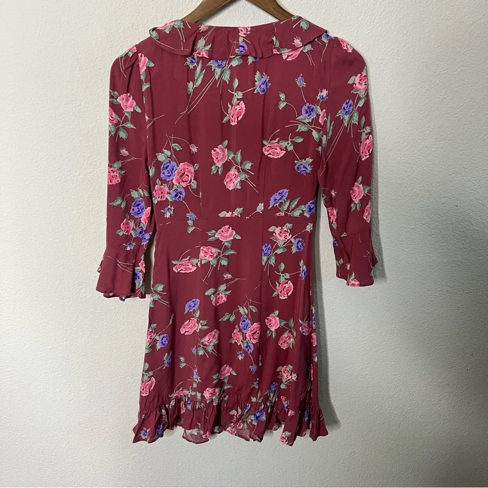 NWT Auguste The Label Pink Floral Dress 1/2 Sleeve Ruffle Mini Womens Size 2 - Image 4