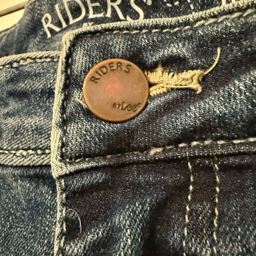 Riders By Lee MidRise Bootcut Denim Blue Jeans Distressed Size‎ 16 - Image 3